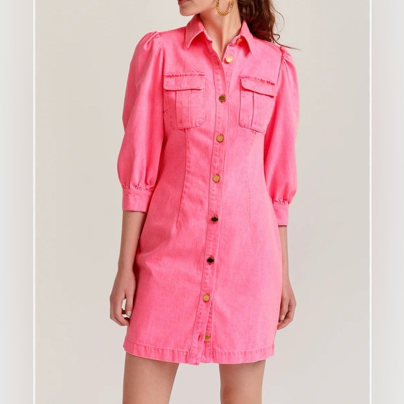 Hot Pink Denim Essentiel Antwerp Dress - Picture 1 of 5